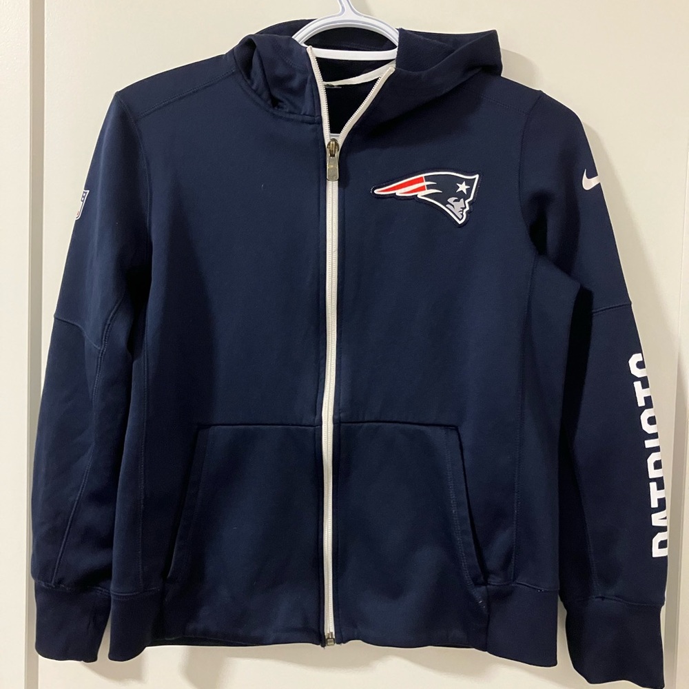 Kids Nike Navy Blue Patriots Zippered Hoodie Jacket